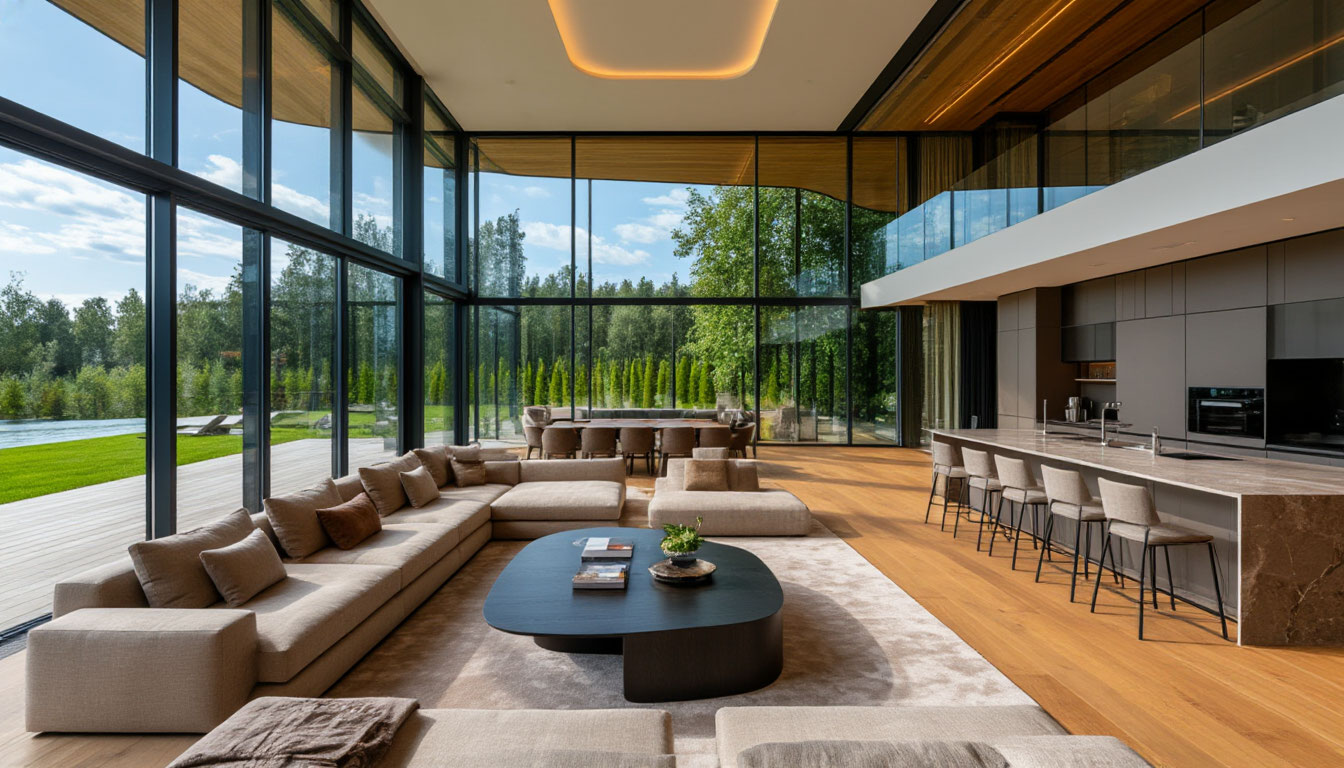 Фото необычного дизайна роскошной дачи в Подмосковье